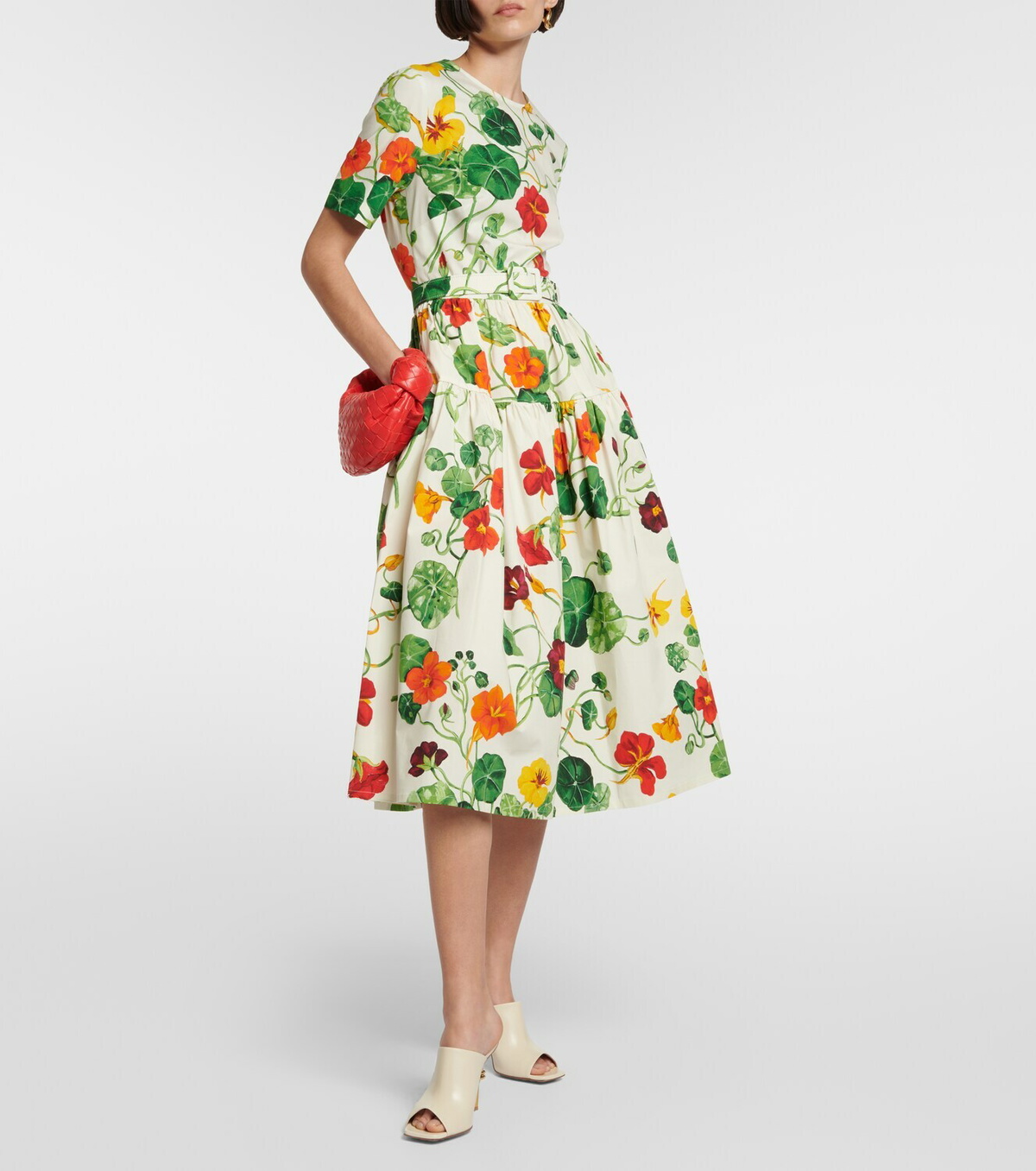 Oscar de la Renta Nasturtium cotton-blend poplin midi dress Oscar de la  Renta