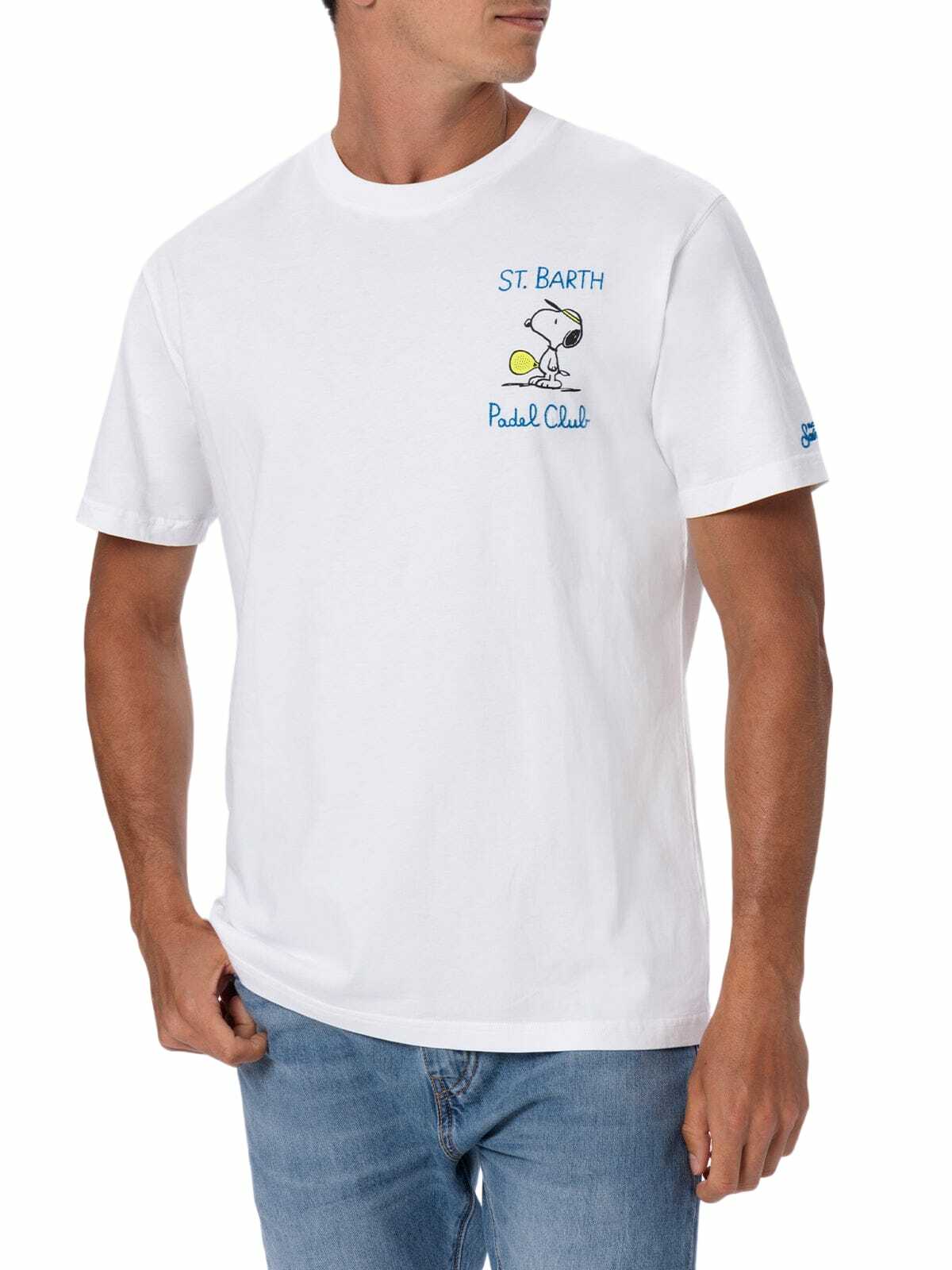 MC2 Saint Barth Man Cotton T-shirt With Snoopy Padel Print And Embroidery| Snoopy Peanuts Special Edition