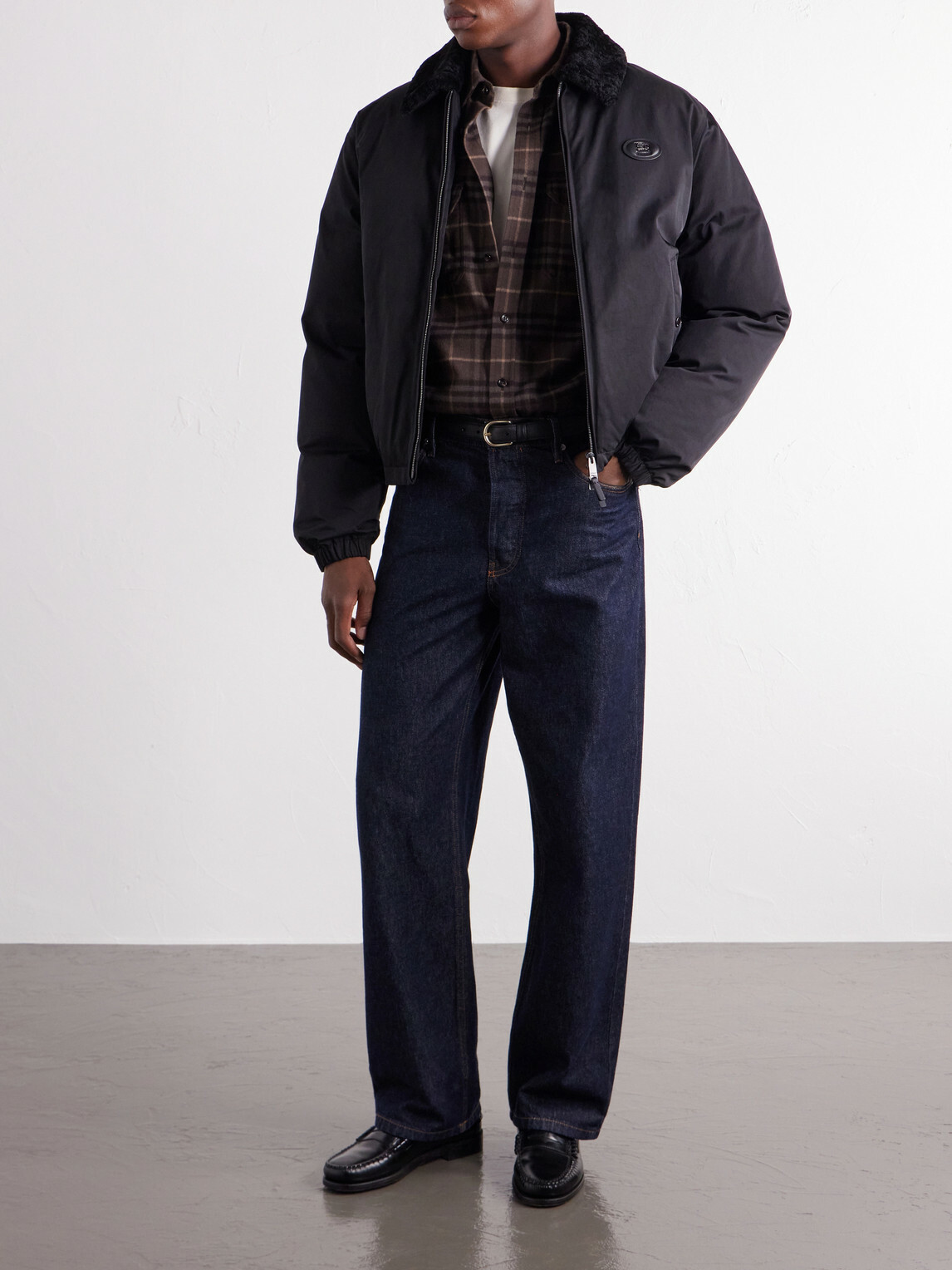 Burberry - Logo-Appliqué Shearling and Leather-Trimmed Padded Shell Blouson Jacket - Black