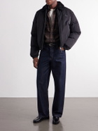 Burberry - Logo-Appliqué Shearling and Leather-Trimmed Padded Shell Blouson Jacket - Black