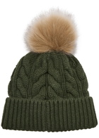 Moncler Pompom Cable-knit Wool-blend Beanie - Green Dark - One Size