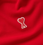 AMI - Logo-Appliquéd Cotton-Jersey Polo Shirt - Red