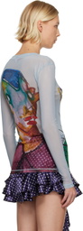 Charles Jeffrey LOVERBOY Blue Powermesh Long Sleeve T-shirt