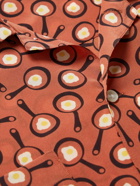 BODE - Camp-Collar Printed Silk Crepe de Chine Shirt - Orange