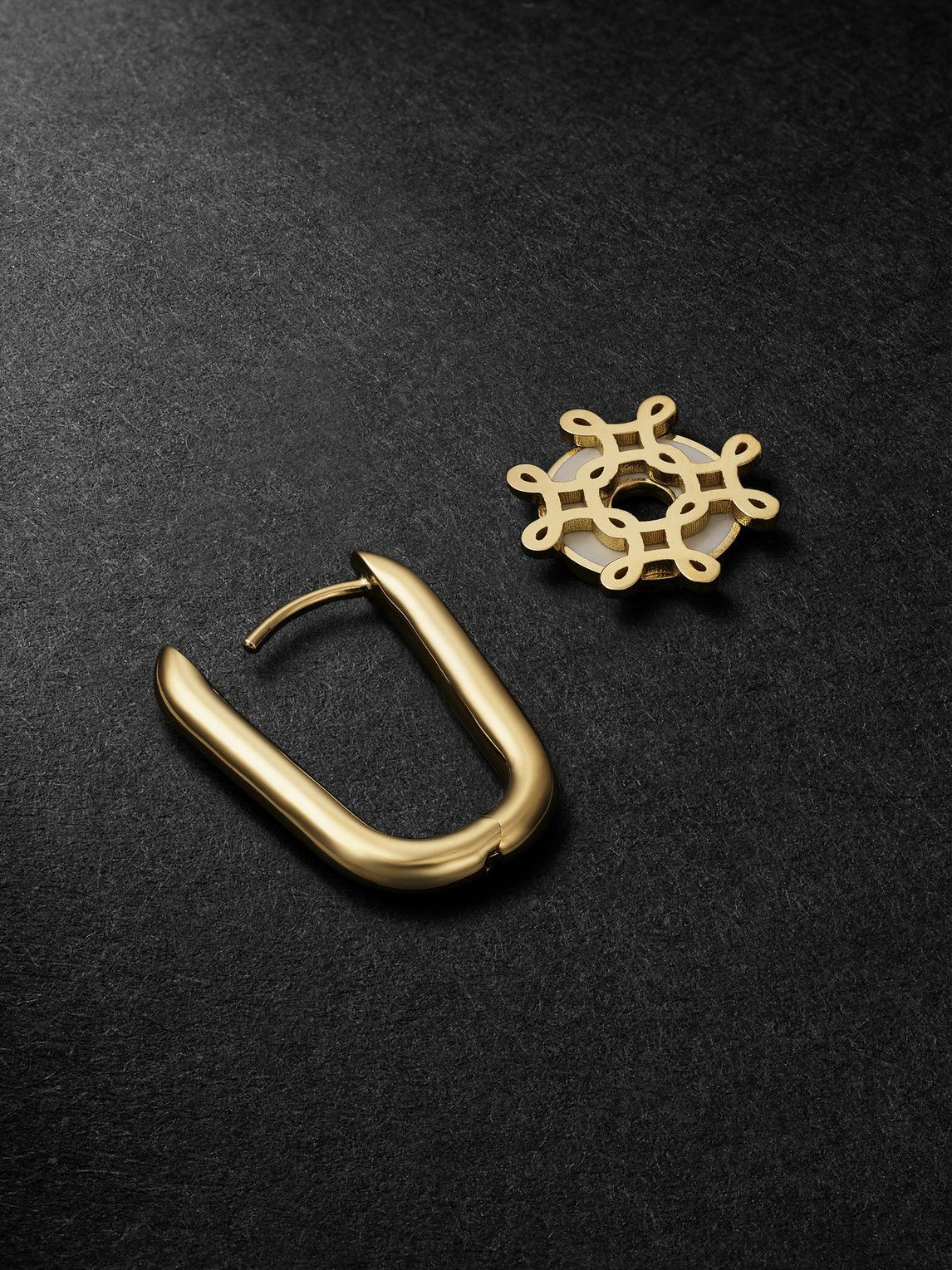 Foundrae - Small Chubby Ear Hoop and Never Ending Knot 18-Karat Gold and Enamel Single Earring
