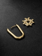 Foundrae - Small Chubby Ear Hoop and Never Ending Knot 18-Karat Gold and Enamel Single Earring