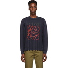 Loewe Navy Anagram Fringe Sweatshirt