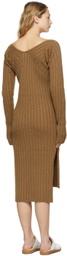 determ; Brown Collagen Sleeve Knit Dress