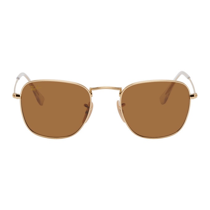 Photo: Ray-Ban Gold and Brown Frank Legend Sunglasses