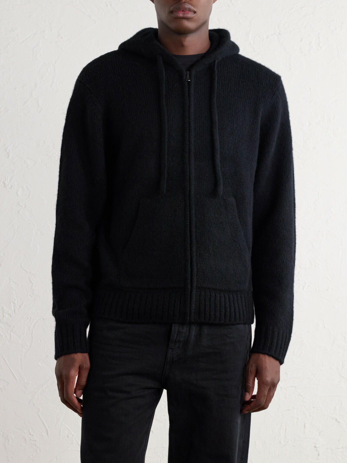 James Perse - Ribbed Cashmere Zip-Up Hoodie - Black