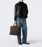 Saint Laurent Leather-trimmed canvas tote bag