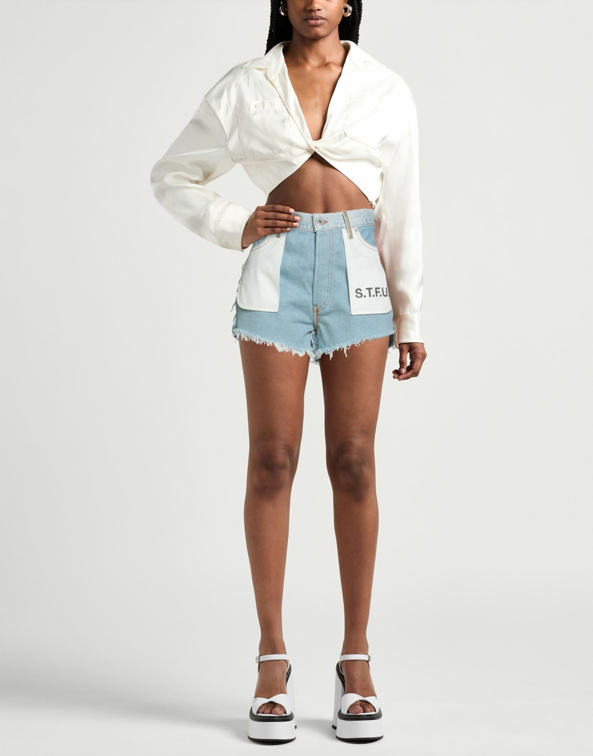 Heron Preston Womens Denim shorts in Blue