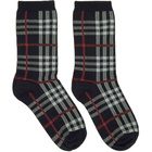 Burberry Navy Vintage Check Socks