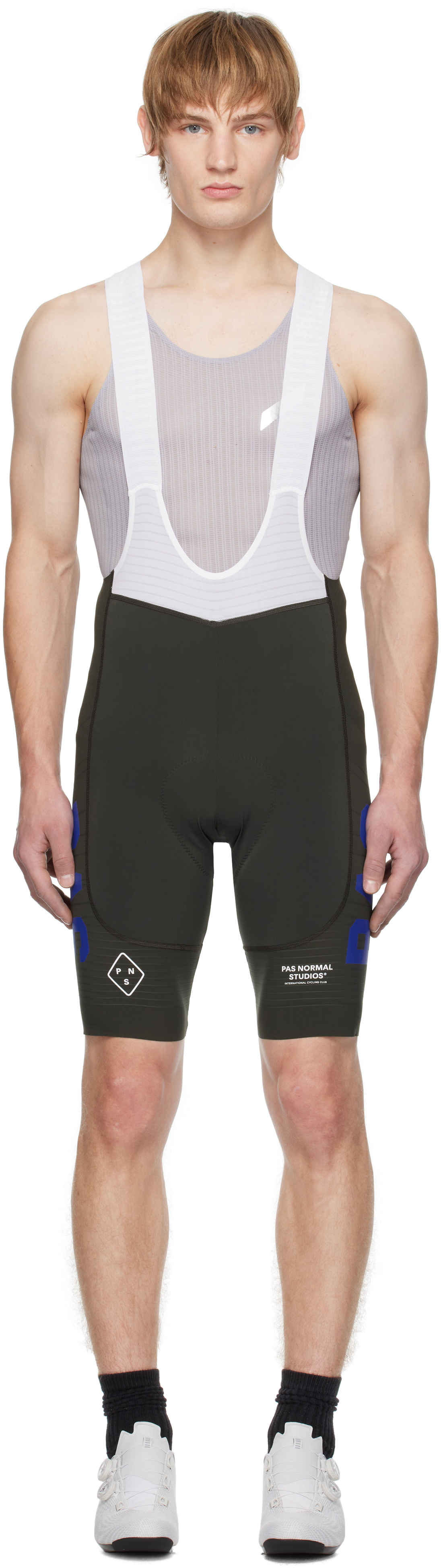 Pas Normal Studios Khaki & White 'PAS' Mechanism Pro Bib Shorts Pas ...