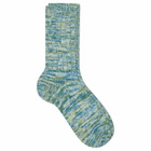Anonymous Ism 5 Colour Mix Crew Sock in Mint
