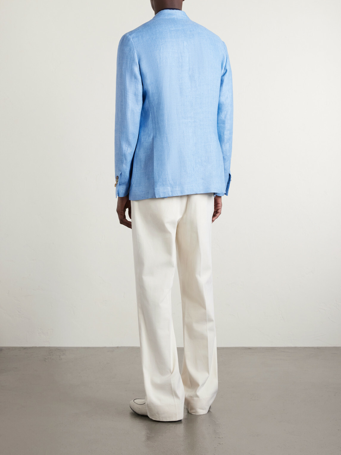 De Petrillo - Double-Breasted Linen Blazer - Blue