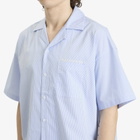 New Amsterdam Surf Association Men's WIJK Stripe Logo Shirt in White/Blue Stipres