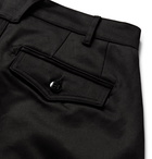 Monitaly - Tapered Pleated Cotton-Sateen Trousers - Black