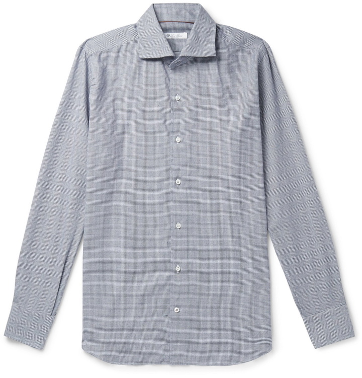 Photo: Loro Piana - Slim-Fit Prince Of Wales Checked Brushed-Cotton Shirt - Blue