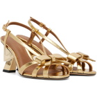 SHUSHU/TONG Gold Bow Detail Heeled Sandals