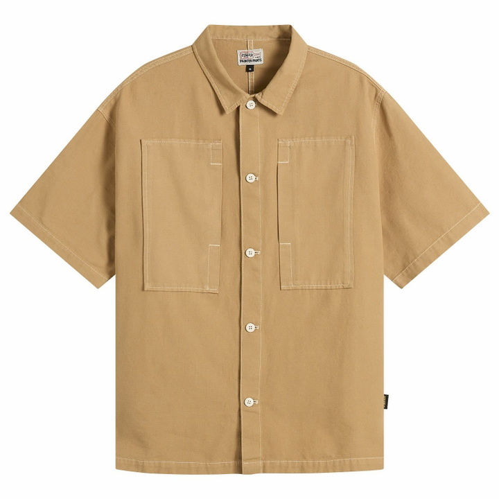 Photo: Stan Ray Men's Short Sleeve Painter Shirt in Apple Cinnamon Canvas