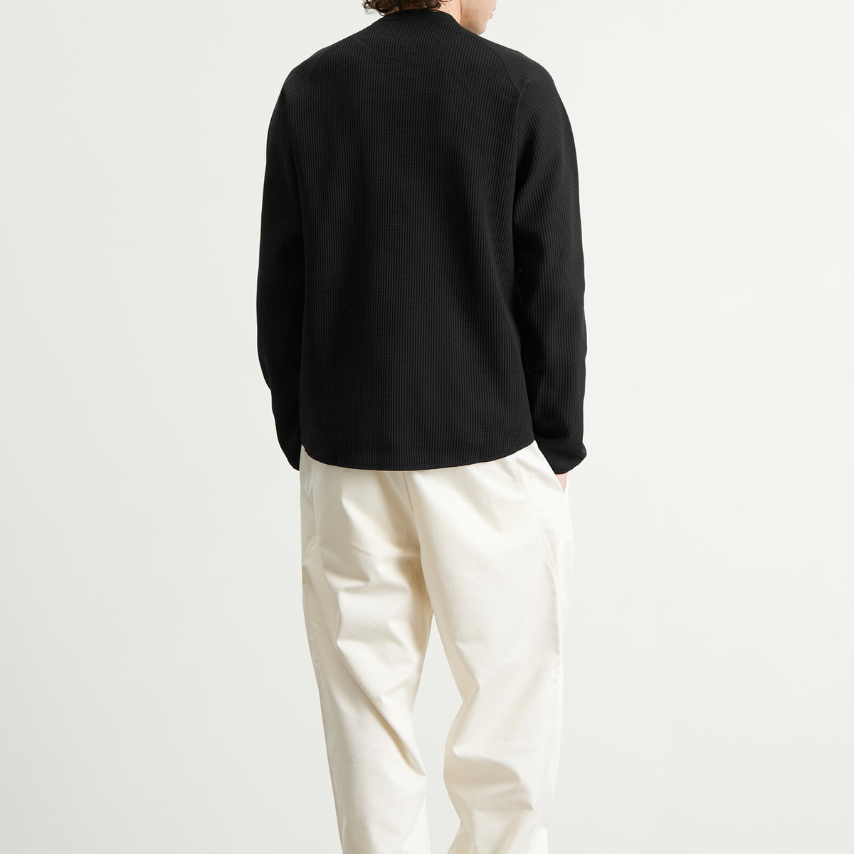 Goldwin Men's Waffle Light Long Sleeve T-Shirt in Black