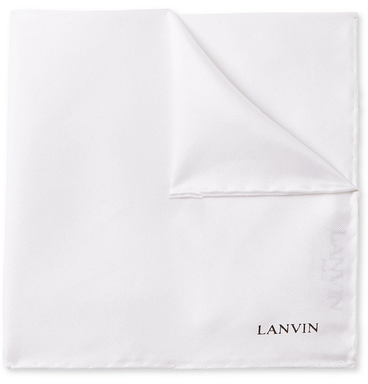 Photo: Lanvin - Logo-Print Silk Pocket Square - White