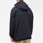 Auralee Men's Biodegradable Nylon Hooded Popover Jacket in Black