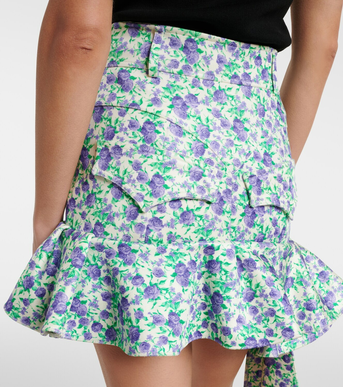 Rabanne Ruffled floral jersey miniskirt