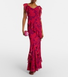 Self-Portrait Ruffled floral maxi dress