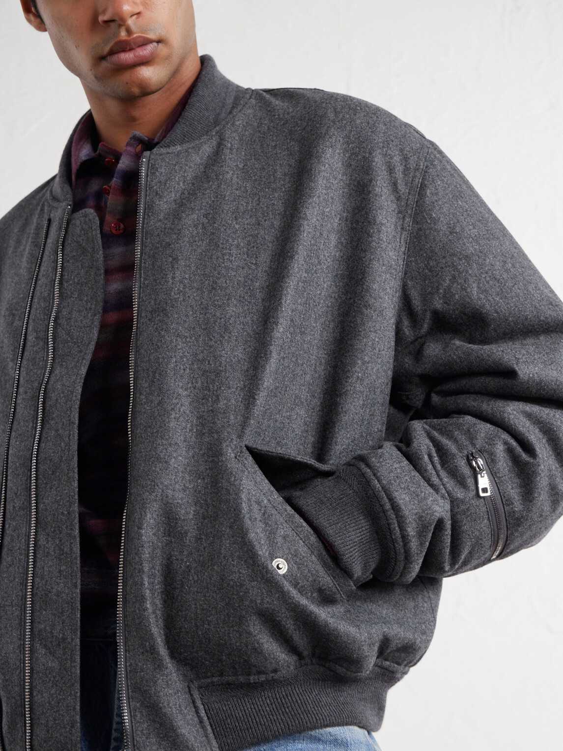 Dolce&Gabbana - Wool-Flannel Bomber Jacket - Gray