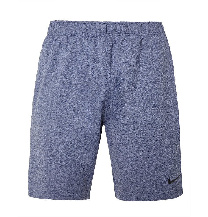 Photo: Nike Training - Mélange Dri-FIT Yoga Shorts - Blue
