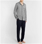 Schiesser - Piped Mélange Cotton-Jersey Pyjama Shirt - Men - Dark gray
