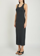 Lisa Yang Lexie Cotton and Cashmere-blend Midi Dress Grey