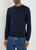 PS Paul Smith Logo-embroidered Merino Wool Jumper Navy