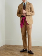 Drake's - HIM Games Tapered Pleated Cotton-Twill Trousers - Brown