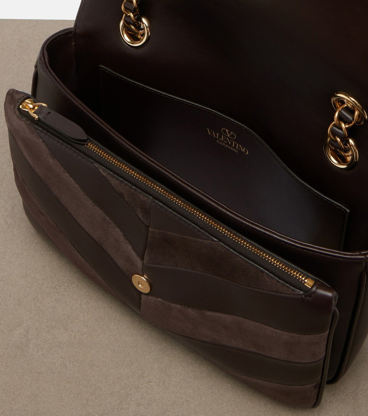 Valentino Garavani Djuna Medium chevron leather shoulder bag