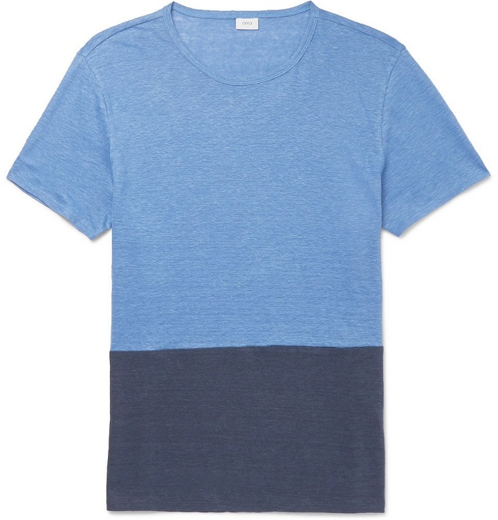 Photo: Onia - Chad Colour-Block Linen T-Shirt - Men - Blue