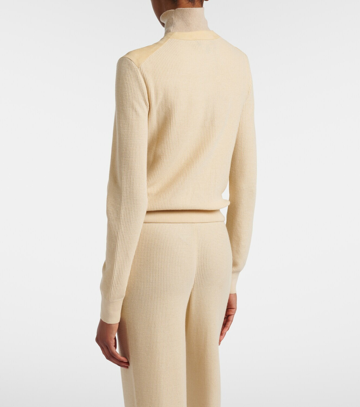 Loro Piana Acacia suede-trimmed cashmere and silk cardigan