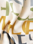 LOEWE - Fringed Logo-Print Wool, Silk and Cashmere-Blend Scarf