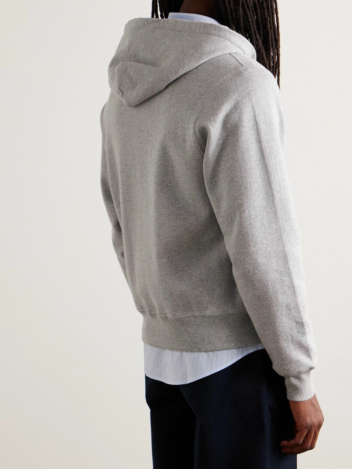 Noah - Logo-Appliquéd Cotton-Jersey Zip-Up Hoodie - Gray