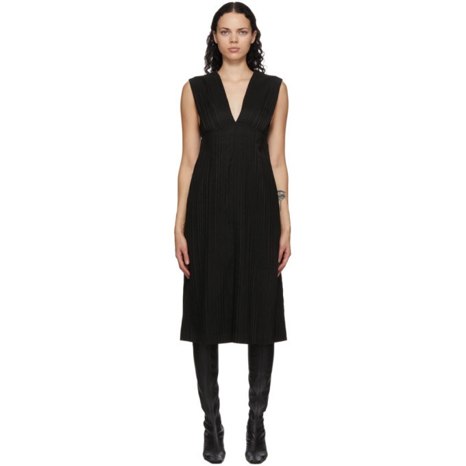 Mame Kurogouchi Black Cotton Classic Midi Dress Mame Kurogouchi