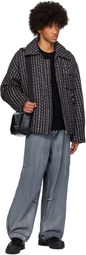 WOOYOUNGMI Brown & Navy Tweed Down Jacket