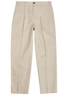 Wax London Aubyn Tapered-leg Linen Trousers Beige