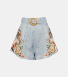 Zimmermann Lexi floral high-rise linen shorts