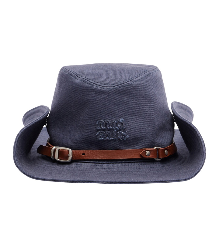 Photo: Miu Miu Leather-trimmed cotton cowboy hat