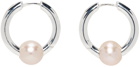 Hatton Labs SSENSE Exclusive Silver Pearl Huggie Earrings