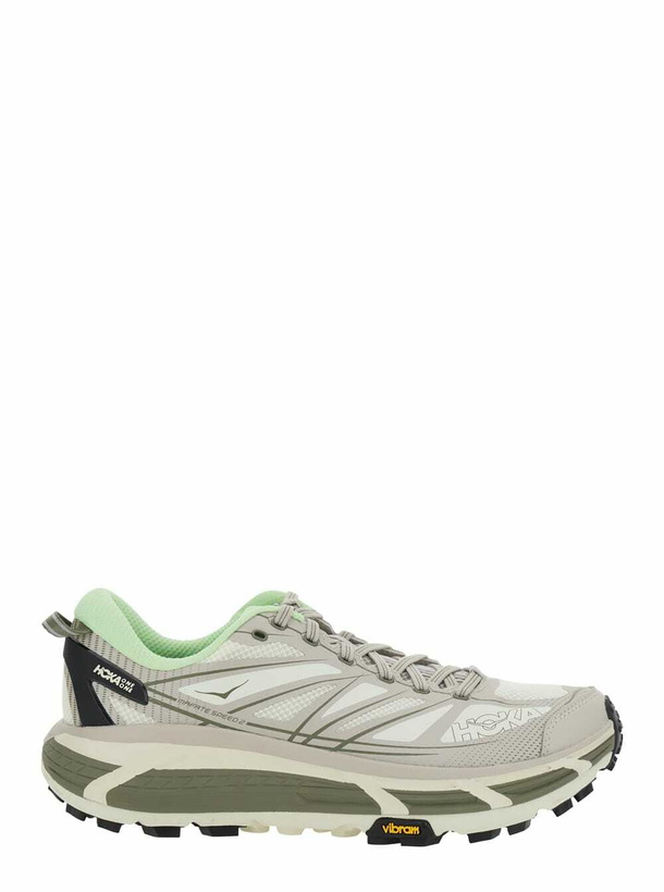 Photo: Hoka mafate Speed 2 Grey Low Top Sneakers With Logo Print On The Side In Tech Fabric Unisex