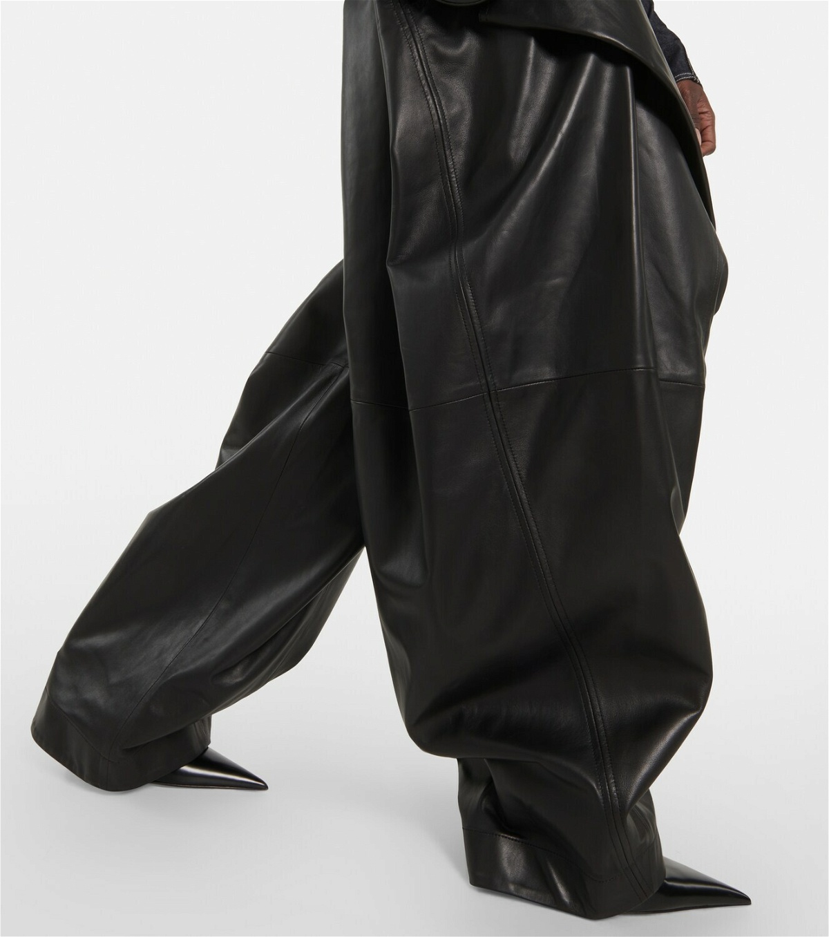 Mugler - High-rise cutout leather pants Mugler