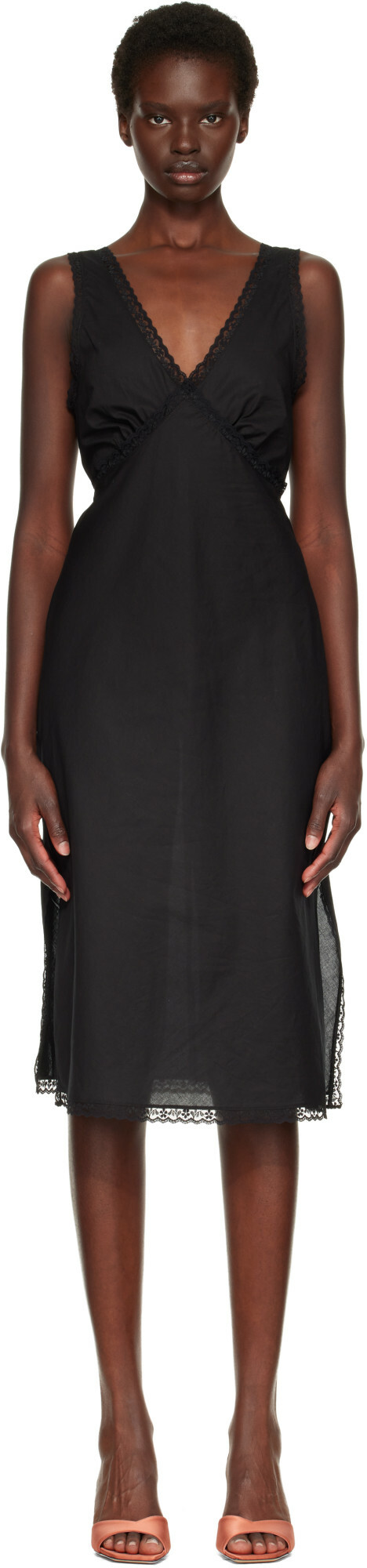 Cou Cou Black 'The Iris Slip' Midi Dress